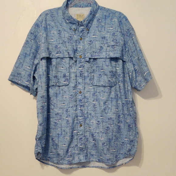 L.L. Bean Blue Casual Button Down Shirt - Picture 1 of 13